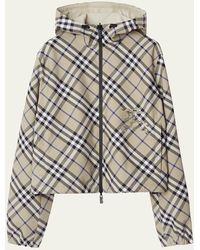 Burberry - Check Reversible Hooded Jacket - Lyst