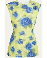 Marni - Floral Print Top With Zig-zag Seam Detail - Lyst
