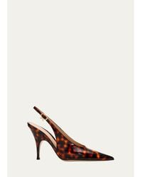 Gianvito Rossi - 95Mm Sofia Tortoiseshell Patent Leather Slingback Pumps - Lyst