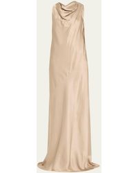 Brunello Cucinelli - Cowl-Neck Silk Sleeveless Gown - Lyst