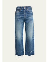Chloé - Mid-Rise Straight-Leg Raw-Hem Ankle Jeans - Lyst