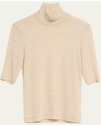 Vince - Merino Wool Elbow-sleeve Turtleneck T-shirt - Lyst