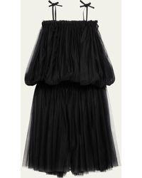 Noir Kei Ninomiya - Tulle Tie-shoulder Mini Dress - Lyst