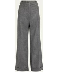 Brunello Cucinelli - Sparkle Pinstripe Pleated Pants With Hollywood Cuffs - Lyst