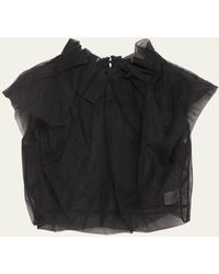 Simone Rocha - Pleated-neck Mesh Cropped Blouse - Lyst