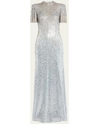 Jenny Packham - Jourdain Crystal Sequined Flutter-Sleeve Gown - Lyst