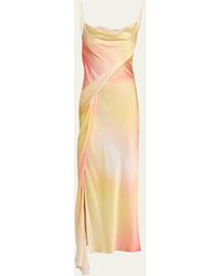 Jason Wu - Printed Silk Draped Charmeuse Slip Dress - Lyst