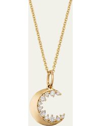 Sydney Evan - 14k Yellow Gold Small Cocktail Diamond Crescent Moon Charm Necklace - Lyst