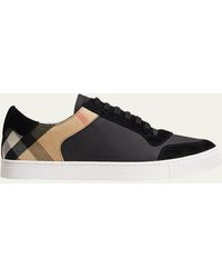 Burberry - Reeth Leather House Check Low-top Sneakers - Lyst