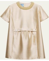 Prada - Beaded Gazar Silk Short-Sleeve Mini Dress - Lyst