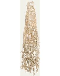 Oscar de la Renta - Paper-cut Flower Bugle Beaded Halter Gown - Lyst
