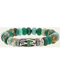 Sheryl Lowe - Green African Mix 10mm Bead Bracelet With Pave Diamond Rondelles - Lyst