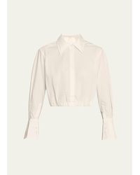 Jonathan Simkhai - Blythe Cotton Poplin Button-Front Crop Shirt - Lyst
