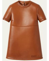 Miu Miu - Nappa Leather Short-sleeve Mini Dress - Lyst