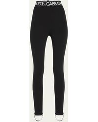 Dolce & Gabbana - Branded Elastic High-waist Leggings W/ Detachable Stirrups - Lyst