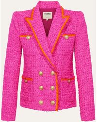 L'Agence - Alectra Neon Tweed Collared Jacket - Lyst