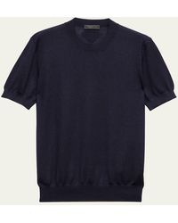 Prada - Cashmere And Silk Knit Short-Sleeve Sweater - Lyst