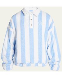Rhude - Striped Cotton Towel Terry Long-sleeve Polo Shirt - Lyst