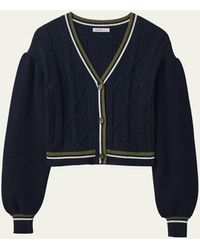 ADEAM - Camilla Cable-knit Puff-sleeve Cardigan - Lyst