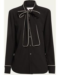 Carolina Herrera - Bow Button-down Shirt With Piping - Lyst