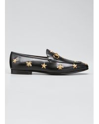 gucci jordaan star & bee leather loafer