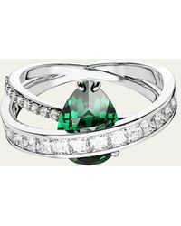 Swarovski - Hyperbola Rhodium-plated Mix-cut Crystal Double Band Statement Ring - Lyst