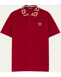 Versace - Greca-Collar Polo Shirt - Lyst