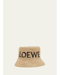 Loewe - Logo Woven Raffia Bucket Hat - Lyst
