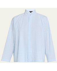 Eskandar - Triple-Plaid Cotton Wide Longer Back Shirt Jacket - Lyst