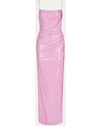 Halston - Alania Ruched A-line Sequin Gown - Lyst