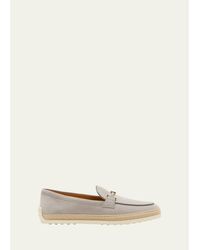 Tod's - Gomma Suede T-Ring Espadrille Driver Loafers - Lyst