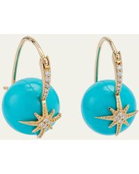 Sydney Evan - Starburst Turquoise Bead Earrings With Diamonds - Lyst