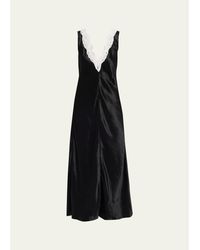 Maria McManus - Lace V-Neck Sateen Dress - Lyst