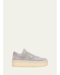 Prada - Downtown Bold Re-Nylon And Suede Platform Sneakers - Lyst