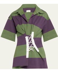 Dries Van Noten - Click Striped Lace-up Shirt - Lyst