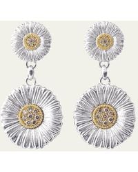 Buccellati - Blossoms Daisy Sterling Silver And 18k Yellow Gold Diamond Pendant Earrings - Lyst