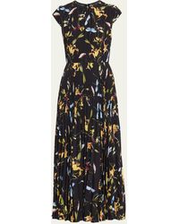 Jason Wu - Floral-print Pleated Crepe Midi Day Dress - Lyst