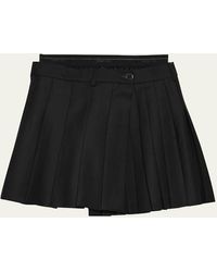 Helmut Lang - Pleated Logo Waistband Skort - Lyst