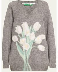 BERNADETTE - Domenica Flower Intarsia Oversized Wool Sweater - Lyst