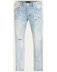 Purple - P001 Light Paint Blowout Skinny Jeans - Lyst