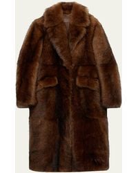 Prada - Single-Breasted Lamb Shearling Long Coat - Lyst