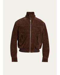 McQueen - Harrington Cropped Leather Bomber Jacket - Lyst