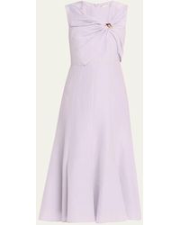 Roland Mouret - Draped Silk Jacquard Midi Dress - Lyst