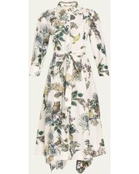 Jason Wu - Forest Floral Belted Silk Twill Shirtdress - Lyst