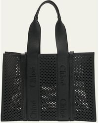 Chloé - Woody Large Tote Bag In Perforated Leather - Lyst