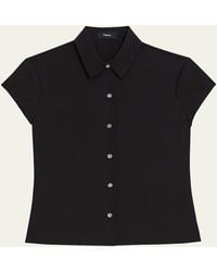 Theory - Cap-Sleeve Modern Silk Georgette Blouse - Lyst