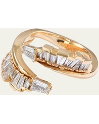 Nak Armstrong - Ruched Open Coil Ring With Diamond Tips And 20k Recycled Rose Gold - Lyst