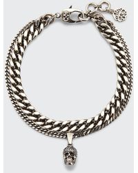 Alexander McQueen - Pavé Swarovski Crystal Skull Double Chain Bracelet - Lyst