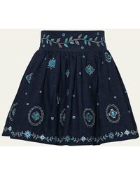 Agua Bendita - Nori Relicario Embroidered Linen Mini Skirt - Lyst