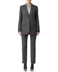 Burberry Marled Wool-cashmere Boxy Tailored Blazer Jacket - Black